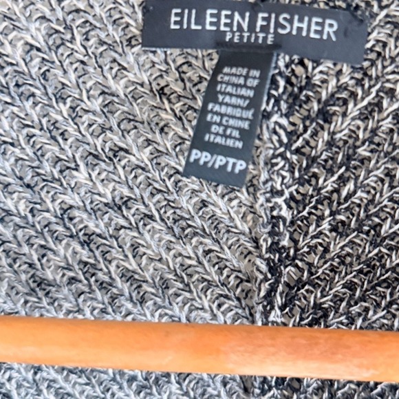 Eileen Fisher Petite Knit Cardigan Color Block Open Front Sweater - Picture 4 of 5